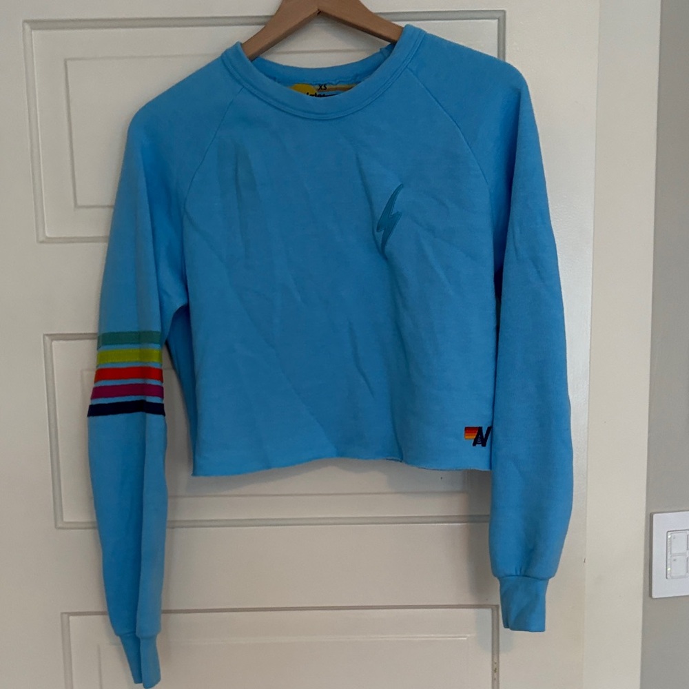 Aviator Nation Rugby Stitch Crop Sweatshirt